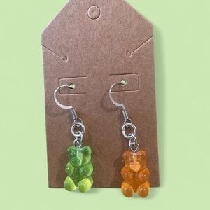 Vibrant Gummy Bear Earrings - Green and Orange